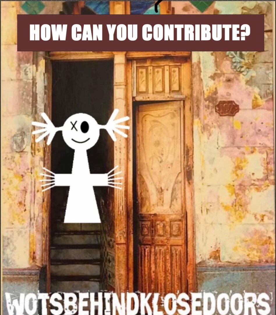 A white figure points to a door with the text 'How can you contribute?' above.